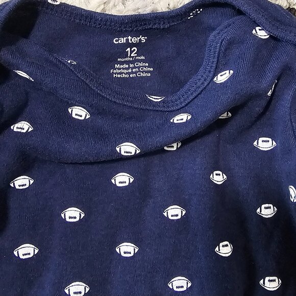 Carter's Baby Boy 2 piece Long Sleeve Football Bodysuits 12M - Picture 7 of 8